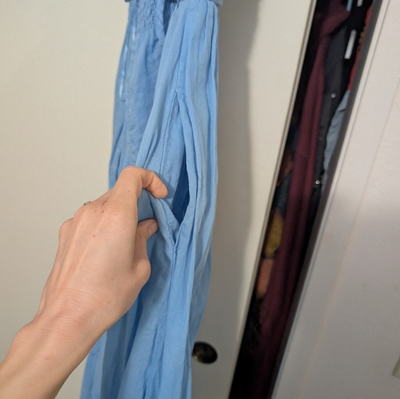 Abercrombie & Fitch Free Flowy Tie Back Maxi Sky Blue Dress - Picture 5 of 7